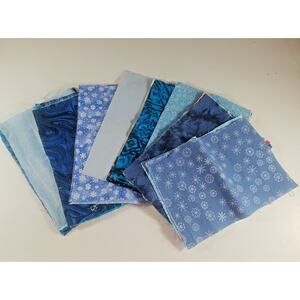 Blue Fabric Quilting, Crafts, Sewing Cotton & Cotton Blend 9" x 6" Lot of 31